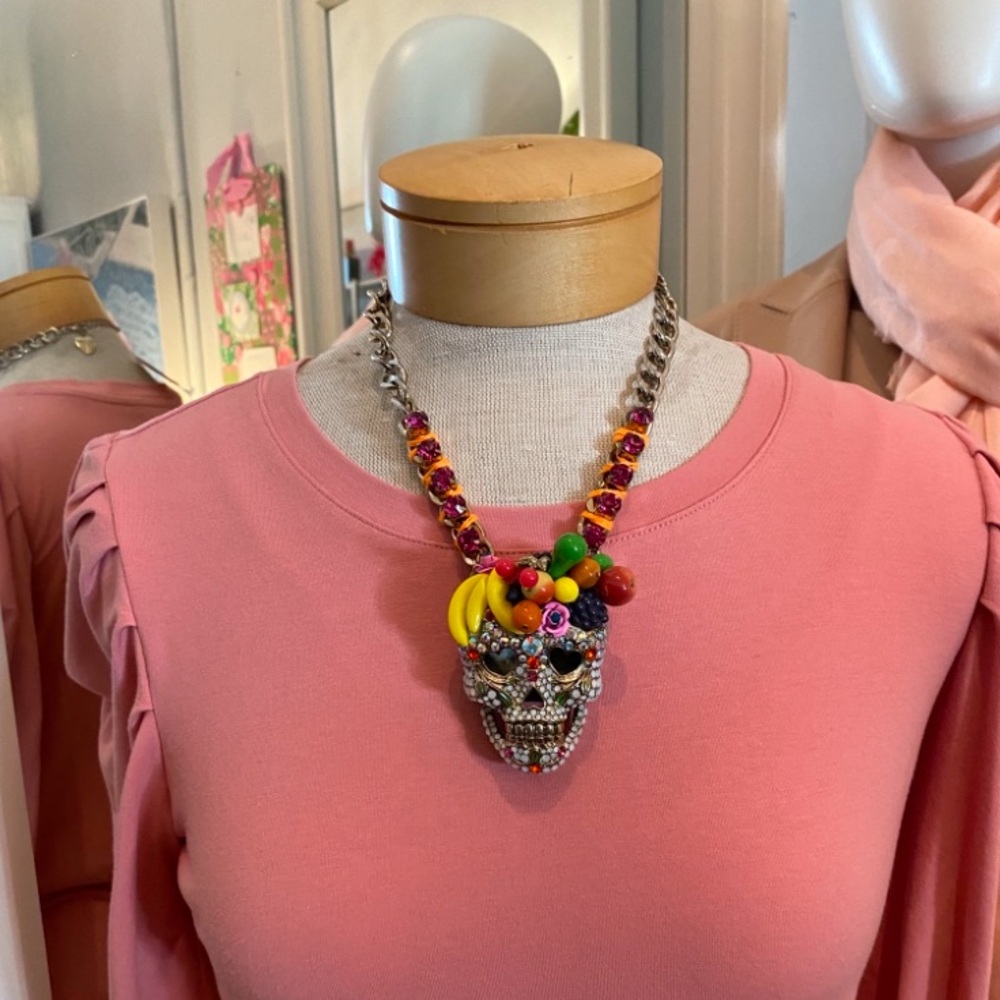 Betsey Johnson Vintage Rio Sugar Skull Necklace
